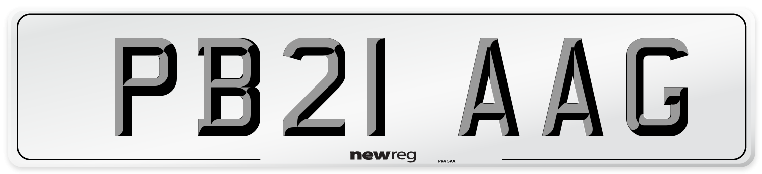 PB21 AAG Number Plate from New Reg